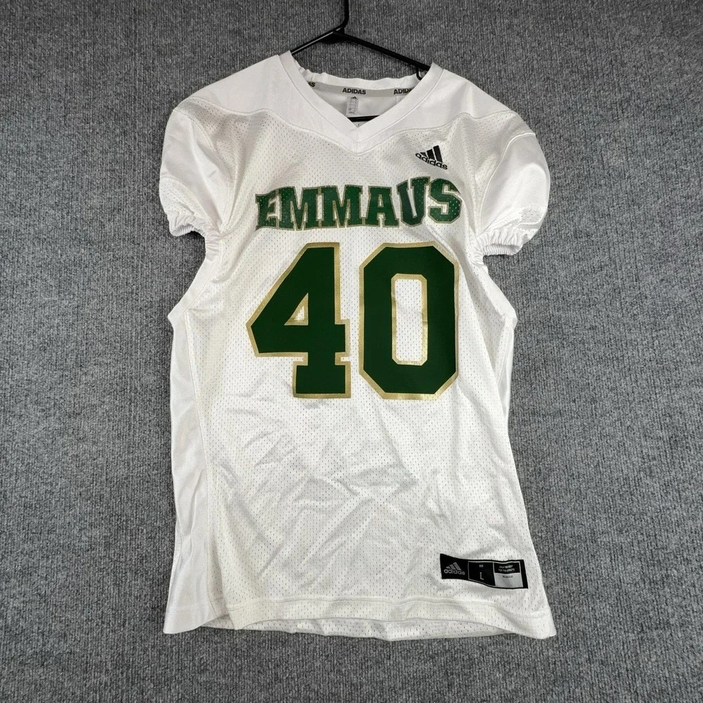 Adidas Shirt Mens Large White Emmaus 40 Football Jersey Mesh Athletic Top